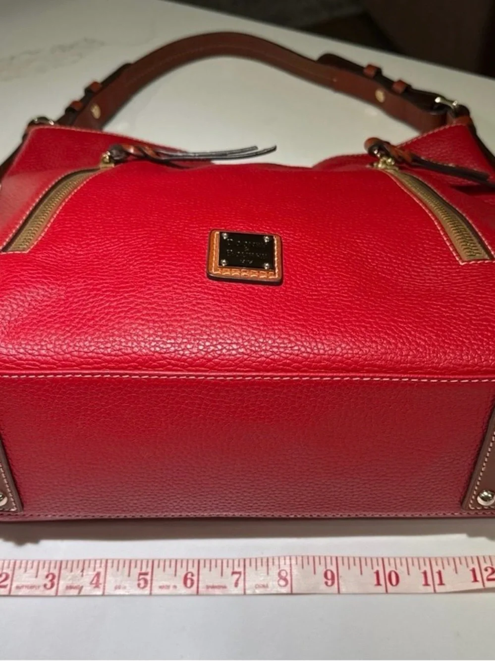 DOONEY & Bourke, J16777226 Pebbled Leather Red Hobo Shoulder Bag